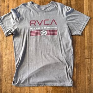 RVCA Gray and Maroon Short Sleeve Tee